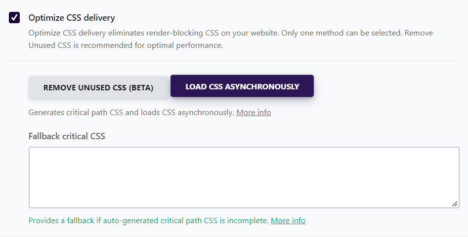 critical-css-settings-wprocket